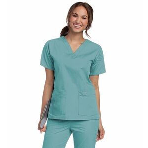 New Landau 4X Women's V-Neck Scrub Top Tunic-8219 Mint Green Sea Foam Color NWT